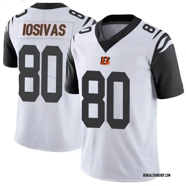 Men's Andrei Iosivas Cincinnati Bengals Limited White Color Rush Vapor Untouchable Jersey