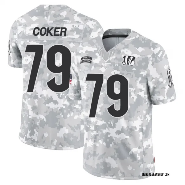 Men's Andrew Coker Cincinnati Bengals Limited Arctic Camo 2024 Salute to Service Jersey