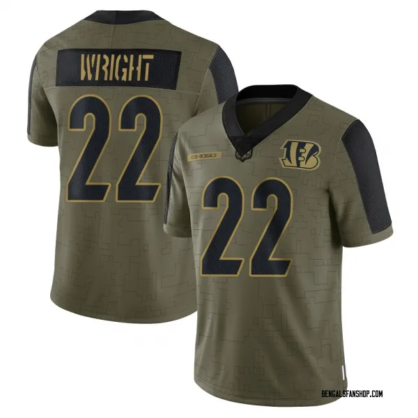 Men's Ceyair Wright Cincinnati Bengals Limited Olive 2021 Salute To Service Jersey