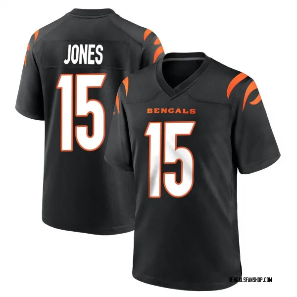 Men's Charlie Jones Cincinnati Bengals Game Black Team Color Jersey