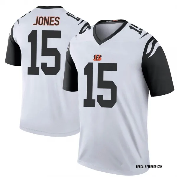 Men's Charlie Jones Cincinnati Bengals Legend White Color Rush Jersey