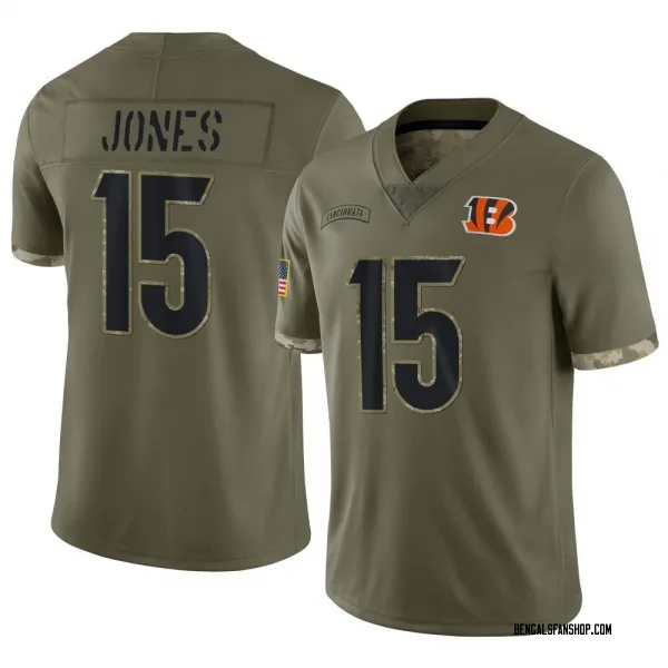 Men's Charlie Jones Cincinnati Bengals Limited Olive 2022 Salute To Service Jersey