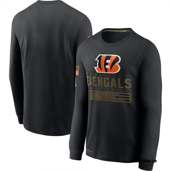 Men's Cincinnati Bengals Black 2020 Salute to Service Sideline Performance Long Sleeve T-Shirt