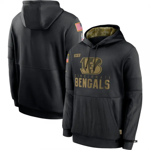 Men's Cincinnati Bengals Black 2020 Salute to Service Sideline Performance Pullover Hoodie