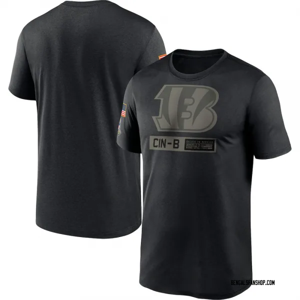 Men's Cincinnati Bengals Black 2020 Salute to Service Team Logo Performance T-Shirt