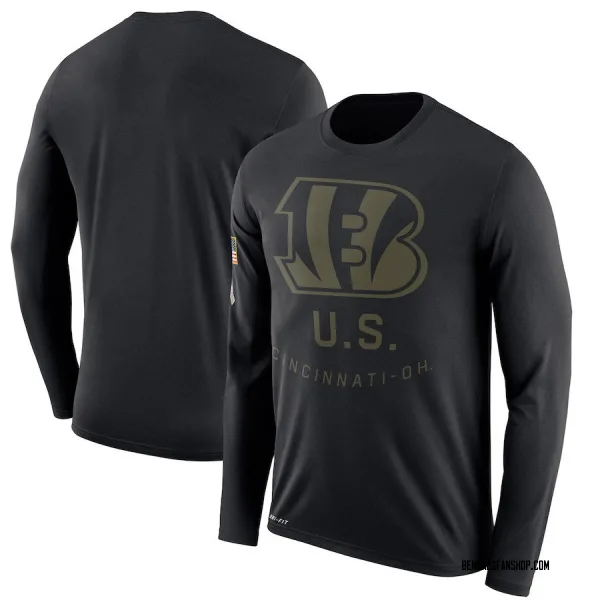Men's Cincinnati Bengals Legend Black 2018 Salute to Service Sideline Performance Long Sleeve T-Shirt