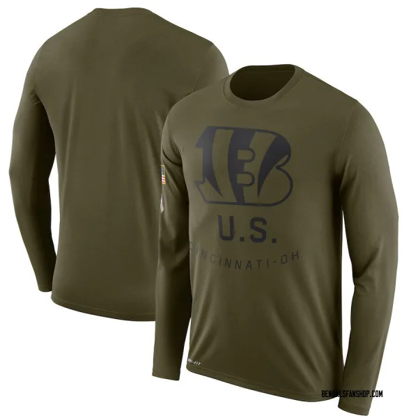 Men's Cincinnati Bengals Legend Olive 2018 Salute to Service Sideline Performance Long Sleeve T-Shirt