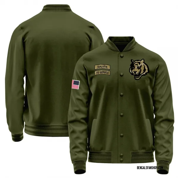 Men's Cincinnati Bengals Olive Salute to Service Sideline Performance Jacket