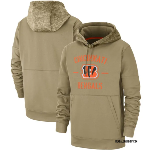 Men's Cincinnati Bengals Tan 2019 Salute to Service Sideline Therma Pullover Hoodie