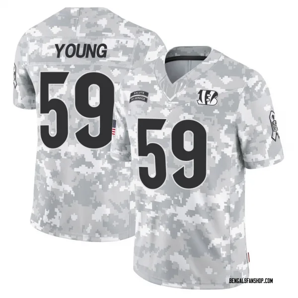 Men's Craig Young Cincinnati Bengals Limited Arctic Camo 2024 Salute to Service Jersey