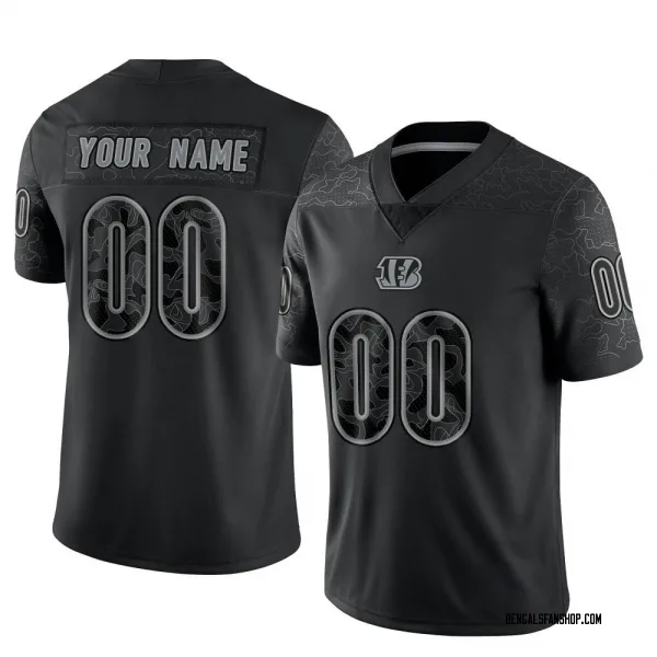 Men's Custom Cincinnati Bengals Limited Black Reflective Jersey