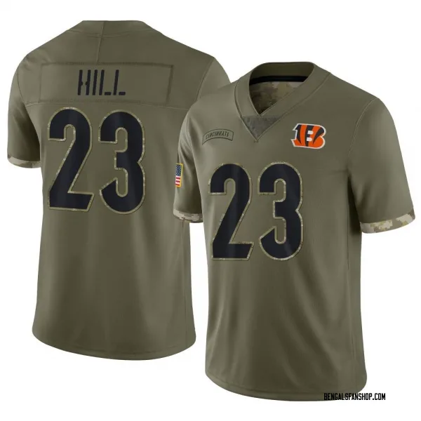 Men's Dax Hill Cincinnati Bengals Limited Olive 2022 Salute To Service Jersey