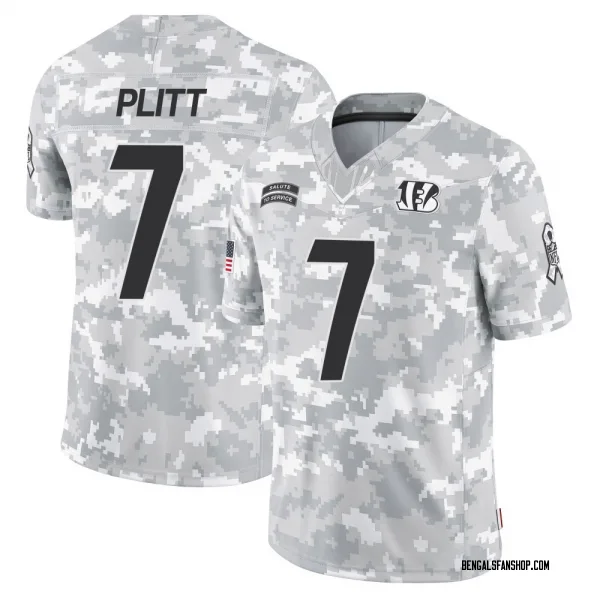 Men's Drew Plitt Cincinnati Bengals Limited Arctic Camo 2024 Salute to Service Jersey
