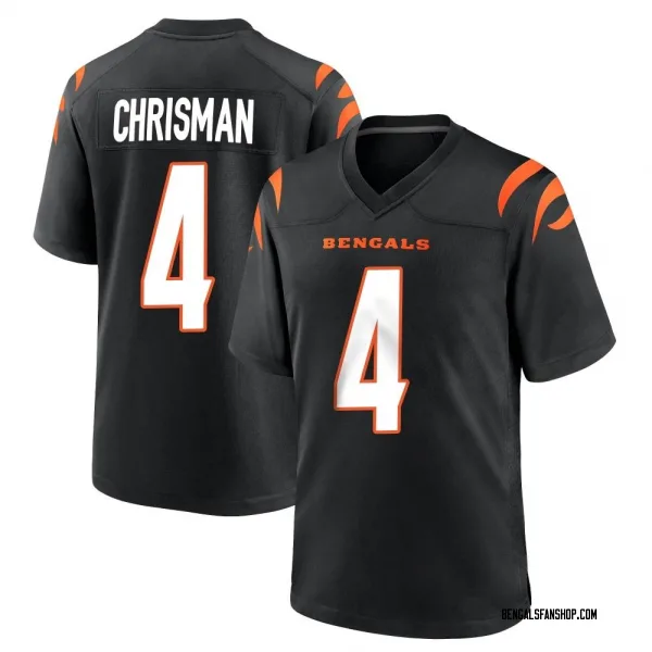 Men's Drue Chrisman Cincinnati Bengals Game Black Team Color Jersey