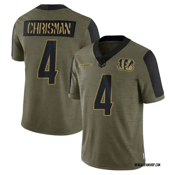 Men's Drue Chrisman Cincinnati Bengals Limited Olive 2021 Salute To Service Jersey
