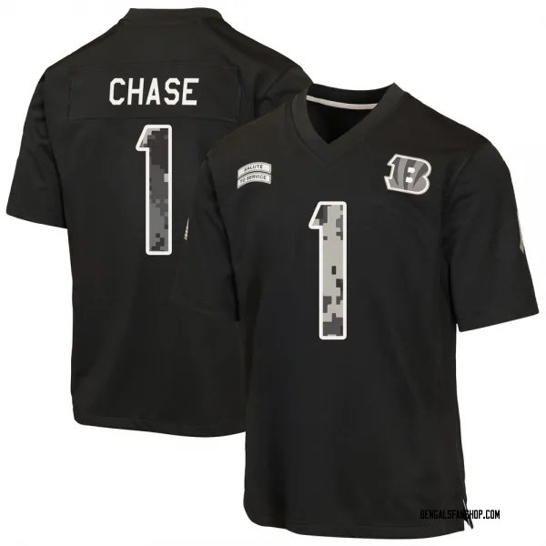 Men's Ja'Marr Chase Cincinnati Bengals Game Black 2026 Salute to Service Jersey