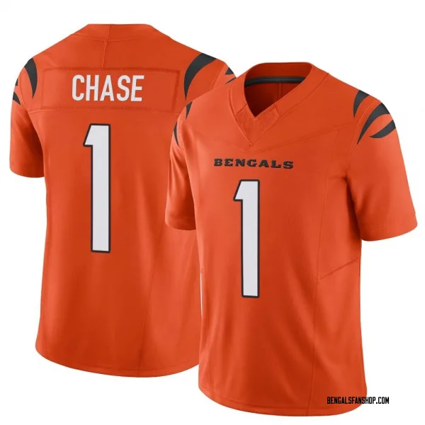 Men's Ja'Marr Chase Cincinnati Bengals Limited Orange Vapor F.U.S.E. Jersey