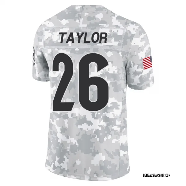 Men's Ja'Sir Taylor Cincinnati Bengals Limited Arctic Camo 2024 Salute to Service Jersey