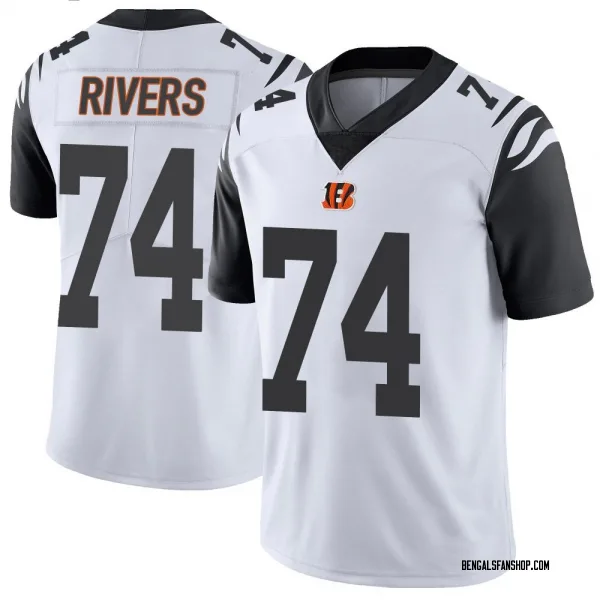 Men's Jalen Rivers Cincinnati Bengals Limited White Color Rush Vapor Untouchable Jersey