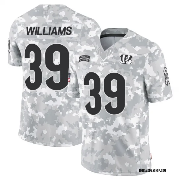 Men's Jarveon Williams Cincinnati Bengals Limited Arctic Camo 2024 Salute to Service Jersey