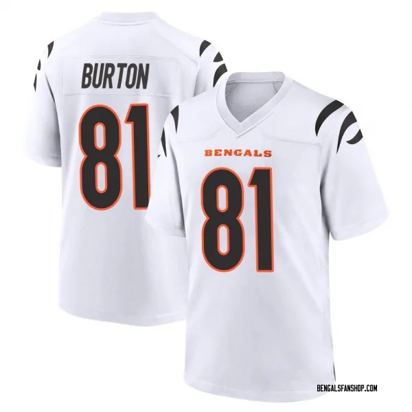 Men's Jermaine Burton Cincinnati Bengals Game White Jersey