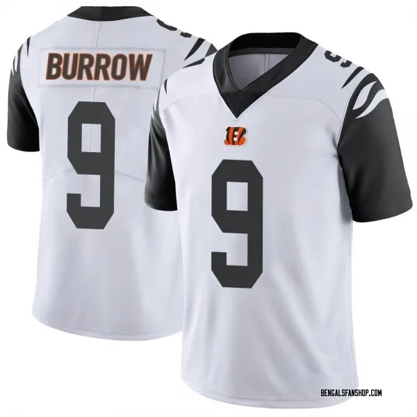 Men's Joe Burrow Cincinnati Bengals Limited White Color Rush Vapor Untouchable Jersey