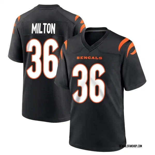 Men's Kendall Milton Cincinnati Bengals Game Black Team Color Jersey