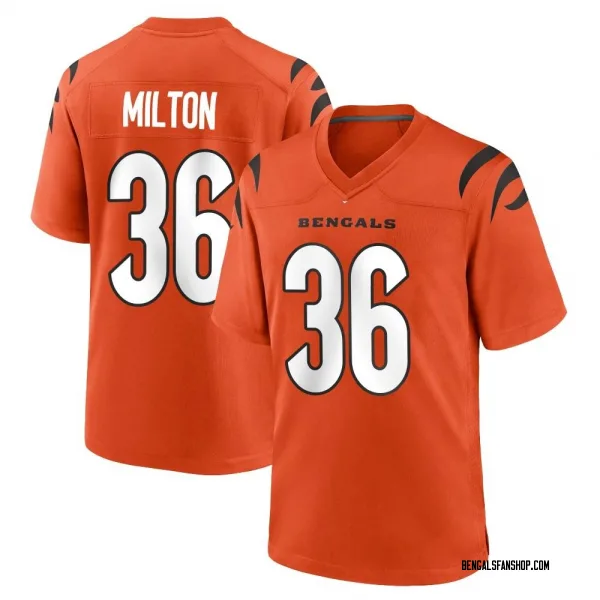 Men's Kendall Milton Cincinnati Bengals Game Orange Jersey