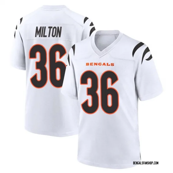 Men's Kendall Milton Cincinnati Bengals Game White Jersey