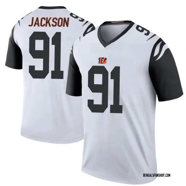 Men's McKinnley Jackson Cincinnati Bengals Legend White Color Rush Jersey