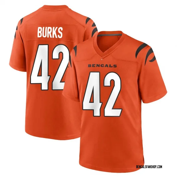 Men's Oren Burks Cincinnati Bengals Game Orange Jersey