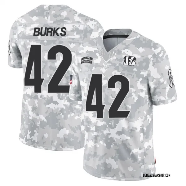Men's Oren Burks Cincinnati Bengals Limited Arctic Camo 2024 Salute to Service Jersey