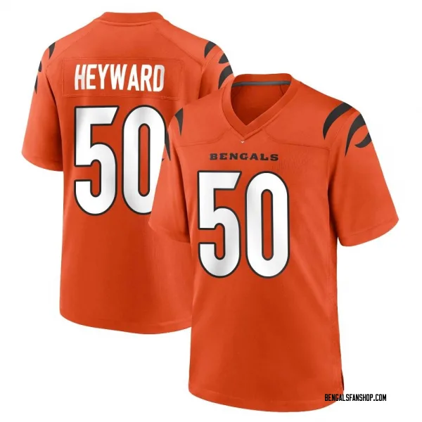 Men's Shaka Heyward Cincinnati Bengals Game Orange Jersey