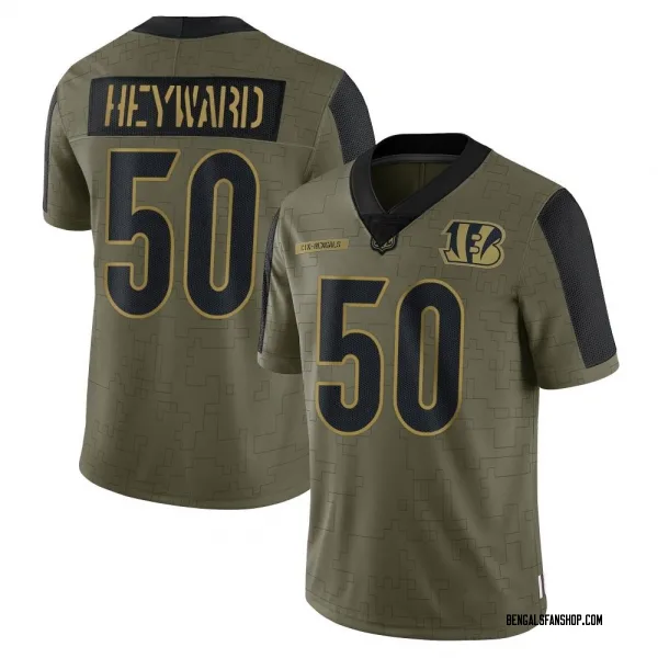 Men's Shaka Heyward Cincinnati Bengals Limited Olive 2021 Salute To Service Jersey