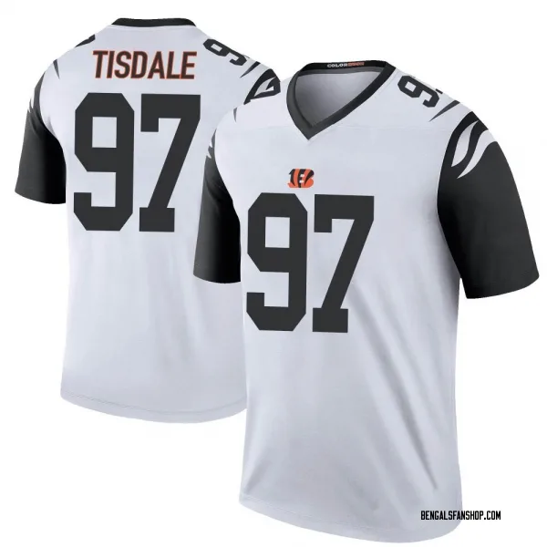 Men's Tariqious Tisdale Cincinnati Bengals Legend White Color Rush Jersey