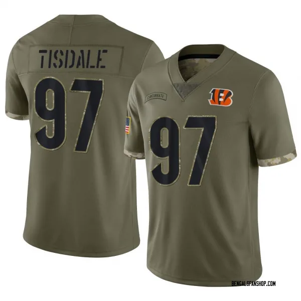 Men's Tariqious Tisdale Cincinnati Bengals Limited Olive 2022 Salute To Service Jersey