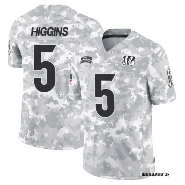 Men's Tee Higgins Cincinnati Bengals Limited Arctic Camo 2024 Salute to Service Jersey