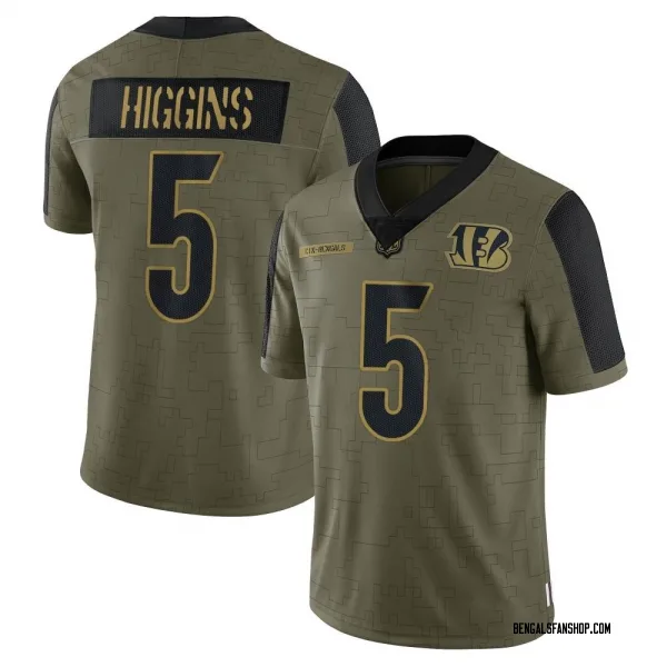 Men's Tee Higgins Cincinnati Bengals Limited Olive 2021 Salute To Service Jersey