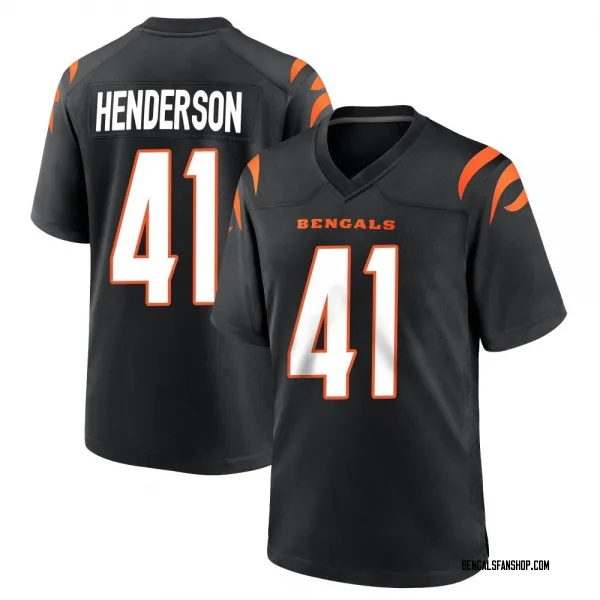 Men's Trayvon Henderson Cincinnati Bengals Game Black Team Color Jersey