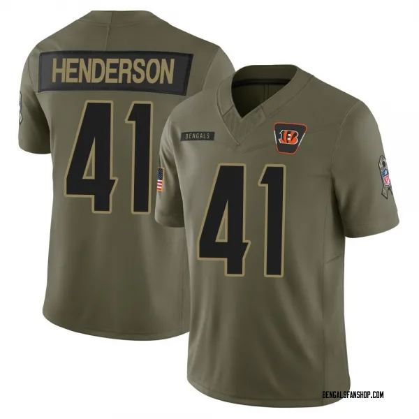 Men's Trayvon Henderson Cincinnati Bengals Limited Olive 2025 Salute to Service Jersey