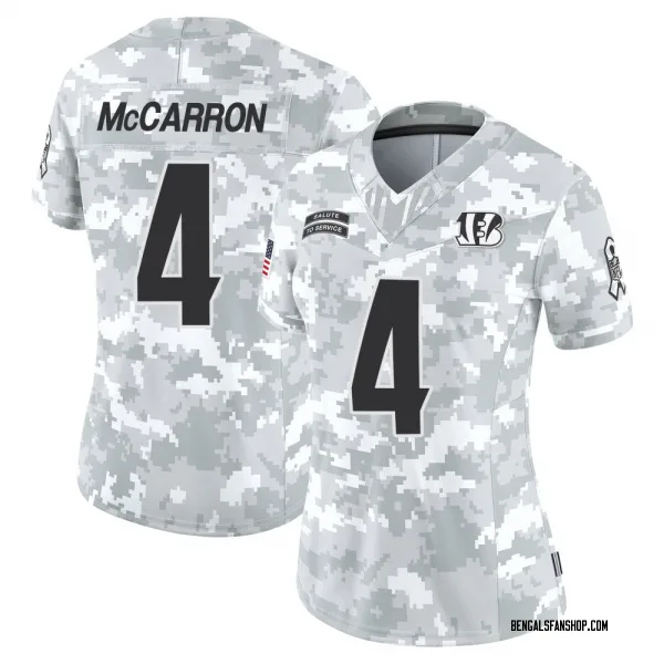 Women's AJ McCarron Cincinnati Bengals Limited Arctic Camo 2024 Salute to Service Jersey