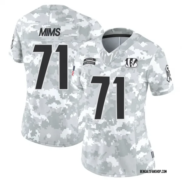 Women's Amarius Mims Cincinnati Bengals Limited Arctic Camo 2024 Salute to Service Jersey