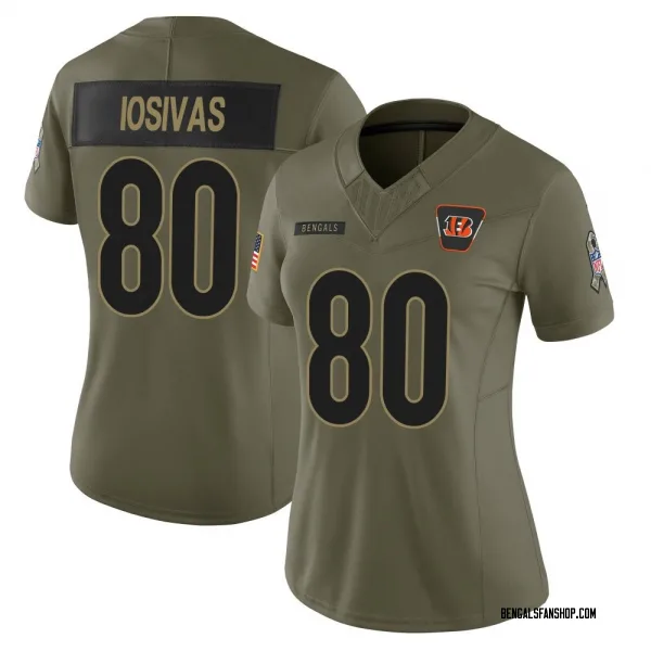 Women's Andrei Iosivas Cincinnati Bengals Limited Olive 2025 Salute to Service Jersey