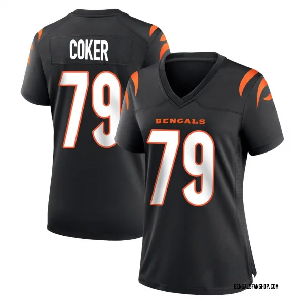 Women's Andrew Coker Cincinnati Bengals Game Black Team Color Jersey