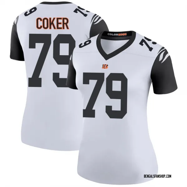 Women's Andrew Coker Cincinnati Bengals Legend White Color Rush Jersey
