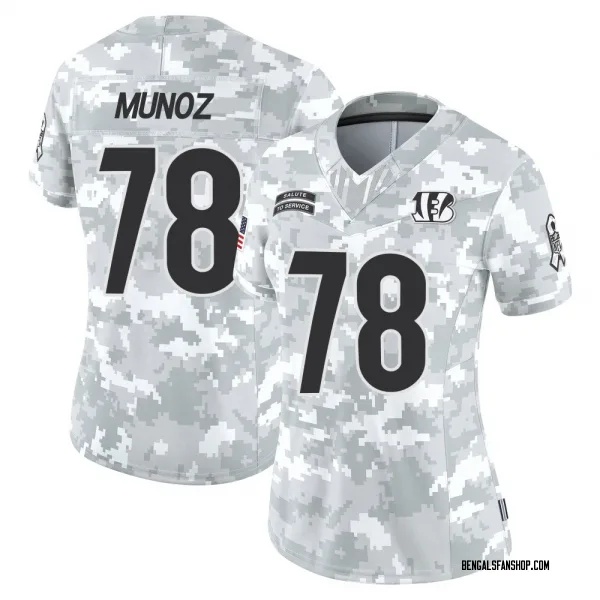 Women's Anthony Munoz Cincinnati Bengals Limited Arctic Camo 2024 Salute to Service Jersey