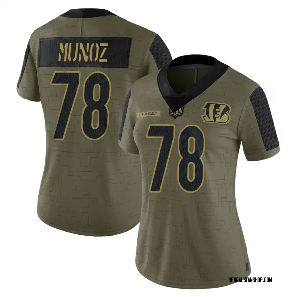 Women's Anthony Munoz Cincinnati Bengals Limited Olive 2021 Salute To Service Jersey
