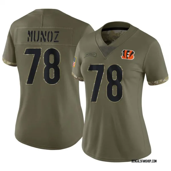 Women's Anthony Munoz Cincinnati Bengals Limited Olive 2022 Salute To Service Jersey