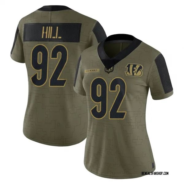 Women's B.J. Hill Cincinnati Bengals Limited Olive 2021 Salute To Service Jersey