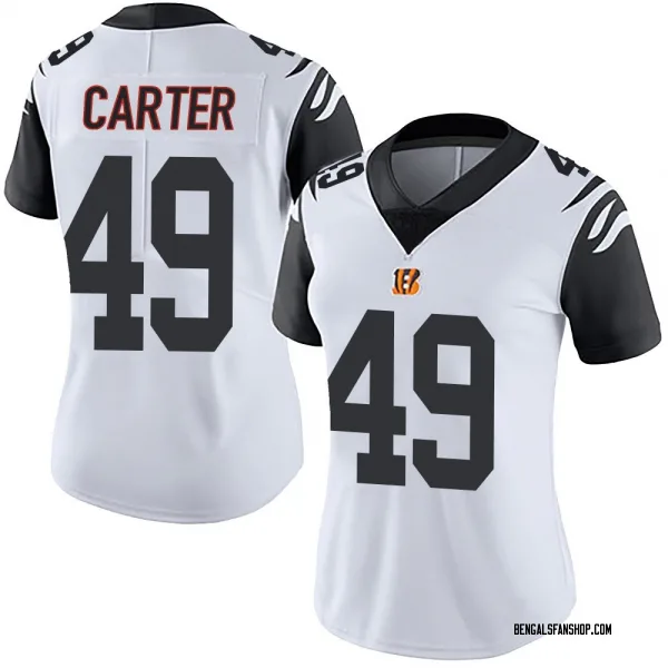 Women's Barrett Carter Cincinnati Bengals Limited White Color Rush Vapor Untouchable Jersey